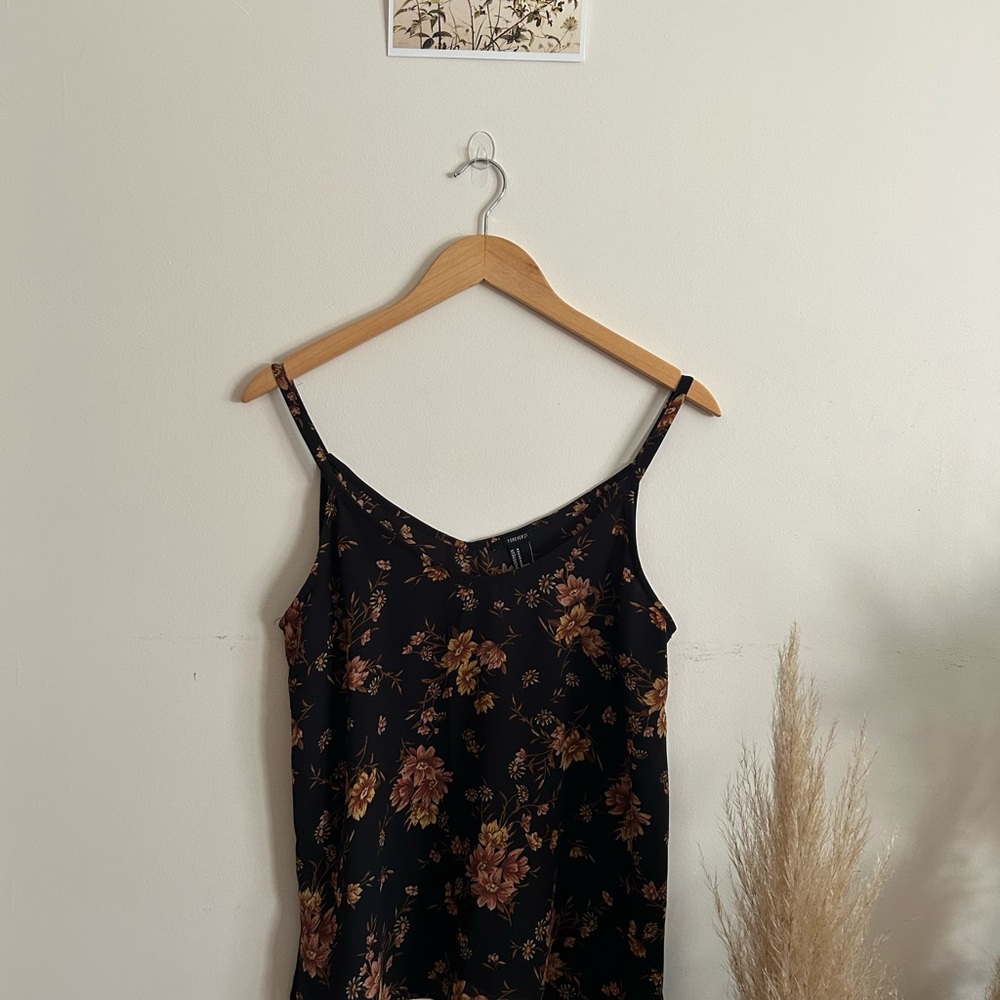 Forever 21 Black Floral Tank